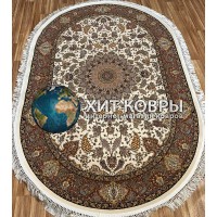 Иранский ковер Abrishim 3808 Крем-розовый овал